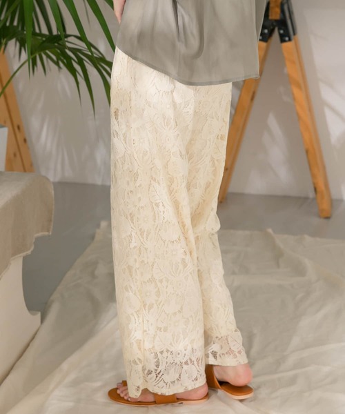 ITEMS URBANRESEARCH（アイテムズ アーバンリサーチ）の「レースワイドパンツ（その他パンツ・レディース・ブラック/ナチュラル・FREE）」の10枚目の写真