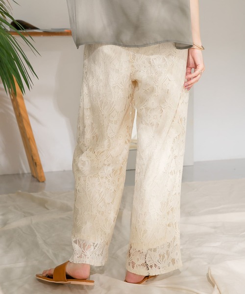 ITEMS URBANRESEARCH（アイテムズ アーバンリサーチ）の「レースワイドパンツ（その他パンツ・レディース・ブラック/ナチュラル・FREE）」の4枚目の写真