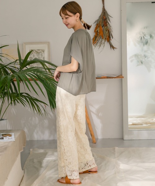 ITEMS URBANRESEARCH（アイテムズ アーバンリサーチ）の「レースワイドパンツ（その他パンツ・レディース・ブラック/ナチュラル・FREE）」の12枚目の写真