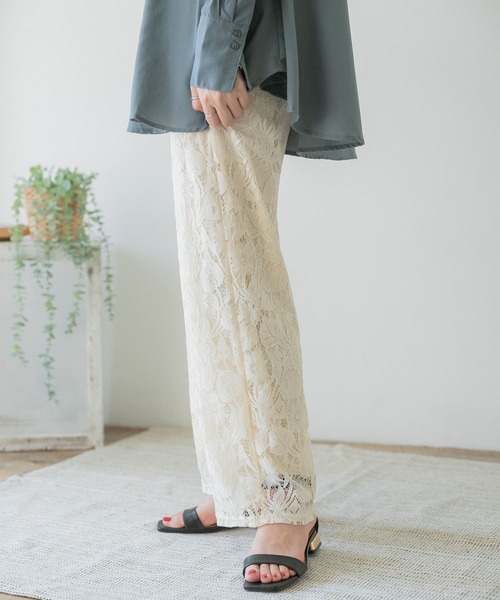 ITEMS URBANRESEARCH（アイテムズ アーバンリサーチ）の「レースワイドパンツ（その他パンツ・レディース・ブラック/ナチュラル・FREE）」の18枚目の写真