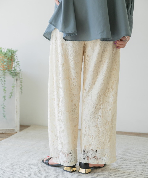 ITEMS URBANRESEARCH（アイテムズ アーバンリサーチ）の「レースワイドパンツ（その他パンツ・レディース・ブラック/ナチュラル・FREE）」の19枚目の写真