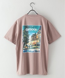 【OUTDOOR PRODUCTS】ドライ機能付き(速乾機能)CAMPモチーフグラフィックバックプリントワンポイントブランドロゴTシャツ