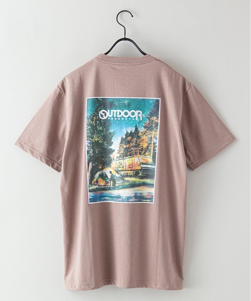 OUTDOOR PRODUCTS(アウトドアプロダクツ)の「【OUTDOOR PRODUCTS】ドライ機能付き(速乾機能)CAMPモチーフグラフィックバックプリントワンポイントブランドロゴTシャツ(Tシャツ/カットソー・メンズ・ホワイト/オフホワイト/アイボリー/チャコールグレー/ブラック/ブルー系その他/ネイビー/ベージュ/ベージュ系その他・X-LARGE/MEDIUM/LARGE)」の6枚目の写真