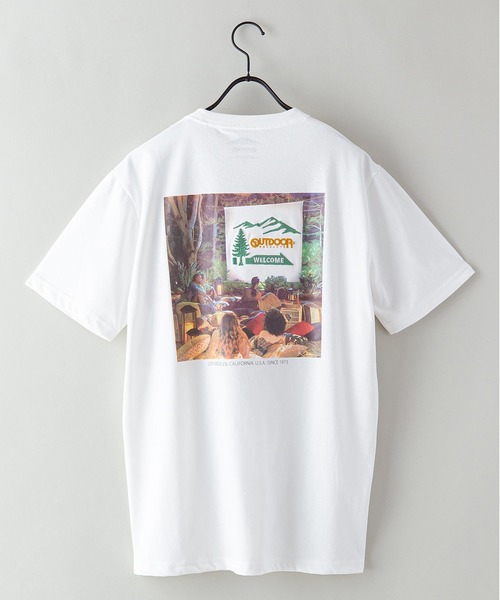 OUTDOOR PRODUCTS(アウトドアプロダクツ)の「【OUTDOOR PRODUCTS】ドライ機能付き(速乾機能)CAMPモチーフグラフィックバックプリントワンポイントブランドロゴTシャツ(Tシャツ/カットソー・メンズ・ホワイト/オフホワイト/アイボリー/チャコールグレー/ブラック/ブルー系その他/ネイビー/ベージュ/ベージュ系その他・X-LARGE/MEDIUM/LARGE)」の3枚目の写真