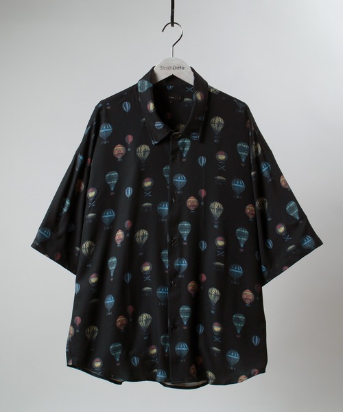 SlashDate（スラッシュデイト）の「総柄プリントとろみシャツ/レトロバルーン（シャツ/ブラウス・メンズ・ブラック/アイボリー・M/L）」の11枚目の写真