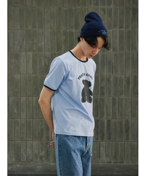 13MONTH(サーティーンマンス)の「【13month】BLACK TEDDY T-SHIRT(Tシャツ/カットソー・メンズ・ライトブルー・M/L)」の4枚目の写真