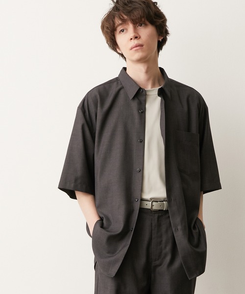 JUNRED（ジュンレッド）の「シャドーチェックルーズS/Sシャツ（シャツ/ブラウス・メンズ・ダークブラウン/チャコールグレー・M/L/S）」の2枚目の写真