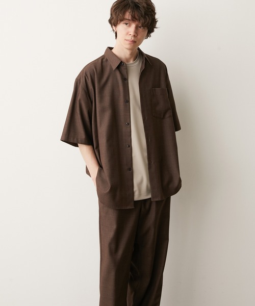 JUNRED（ジュンレッド）の「シャドーチェックルーズS/Sシャツ（シャツ/ブラウス・メンズ・ダークブラウン/チャコールグレー・M/L/S）」の12枚目の写真