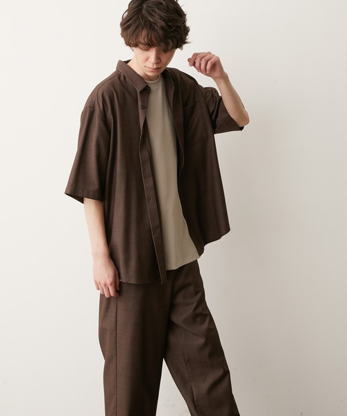 JUNRED（ジュンレッド）の「シャドーチェックルーズS/Sシャツ（シャツ/ブラウス・メンズ・ダークブラウン/チャコールグレー・M/L/S）」の16枚目の写真