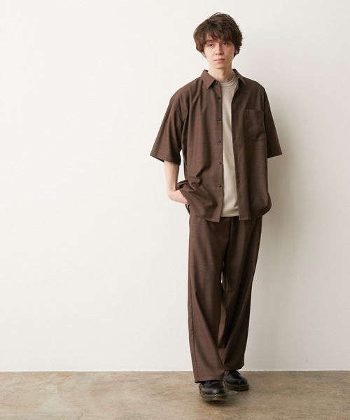 JUNRED（ジュンレッド）の「シャドーチェックルーズS/Sシャツ（シャツ/ブラウス・メンズ・ダークブラウン/チャコールグレー・M/L/S）」の14枚目の写真