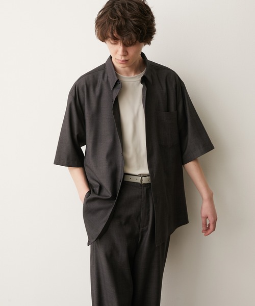 JUNRED（ジュンレッド）の「シャドーチェックルーズS/Sシャツ（シャツ/ブラウス・メンズ・ダークブラウン/チャコールグレー・M/L/S）」の7枚目の写真