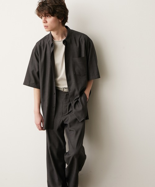 JUNRED（ジュンレッド）の「シャドーチェックルーズS/Sシャツ（シャツ/ブラウス・メンズ・ダークブラウン/チャコールグレー・M/L/S）」の3枚目の写真