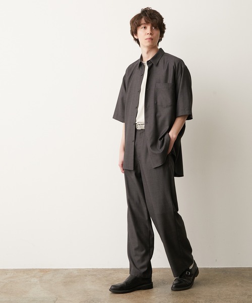 JUNRED（ジュンレッド）の「シャドーチェックルーズS/Sシャツ（シャツ/ブラウス・メンズ・ダークブラウン/チャコールグレー・M/L/S）」の9枚目の写真