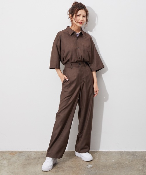 JUNRED（ジュンレッド）の「シャドーチェックルーズS/Sシャツ（シャツ/ブラウス・メンズ・ダークブラウン/チャコールグレー・M/L/S）」の19枚目の写真