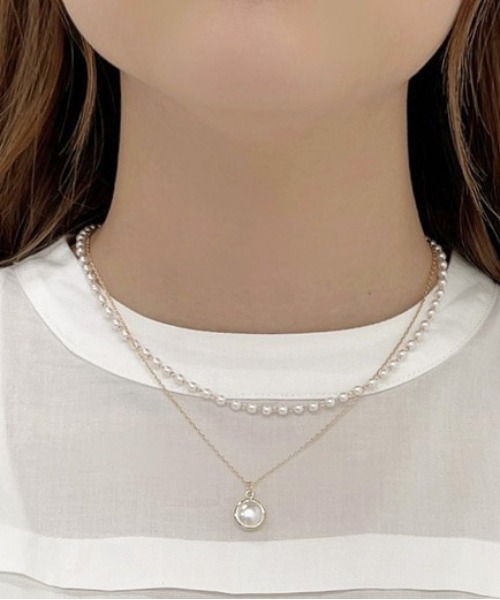 apres jour（アプレジュール）の「【apres jour×ARIAZ】2連パールネックレス（ネックレス・レディース・ピンクベージュ・FREE）」の2枚目の写真