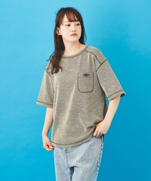 CUBE SUGAR（キューブシュガー）の「杢調リブ 配色ステッチ Tシャツ（Tシャツ/カットソー）」
