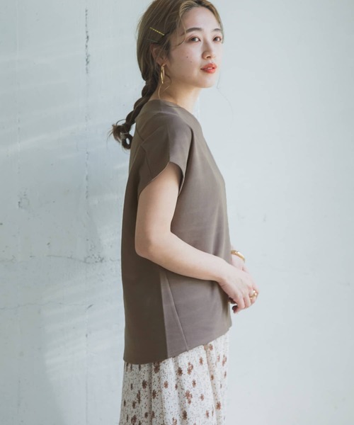 ITEMS URBANRESEARCH（アイテムズ アーバンリサーチ）の「カットミラノフレンチプルオーバー（Tシャツ/カットソー・レディース・オフホワイト/ブラック/モカ/ブルー/ピンク/カーキ/キャメル・FREE）」の4枚目の写真