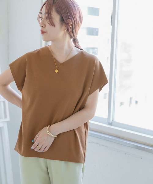 ITEMS URBANRESEARCH（アイテムズ アーバンリサーチ）の「カットミラノフレンチプルオーバー（Tシャツ/カットソー・レディース・オフホワイト/ブラック/モカ/ブルー/ピンク/カーキ/キャメル・FREE）」の7枚目の写真