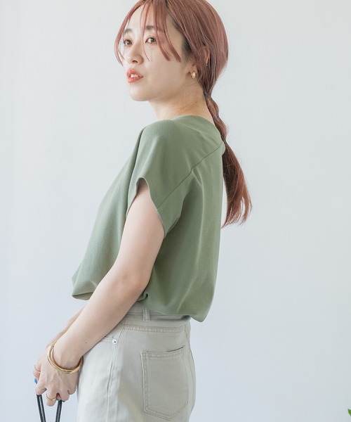 ITEMS URBANRESEARCH（アイテムズ アーバンリサーチ）の「カットミラノフレンチプルオーバー（Tシャツ/カットソー・レディース・オフホワイト/ブラック/モカ/ブルー/ピンク/カーキ/キャメル・FREE）」の5枚目の写真