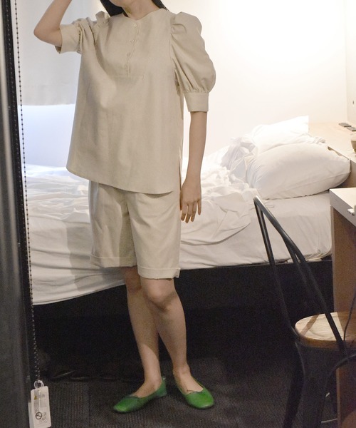 Alley by w closet（アリーバイダブルクローゼット）の「【Alley】タック入りハーフパンツ（その他パンツ・レディース・ブラウン/キナリ/ライム・FREE）」の11枚目の写真