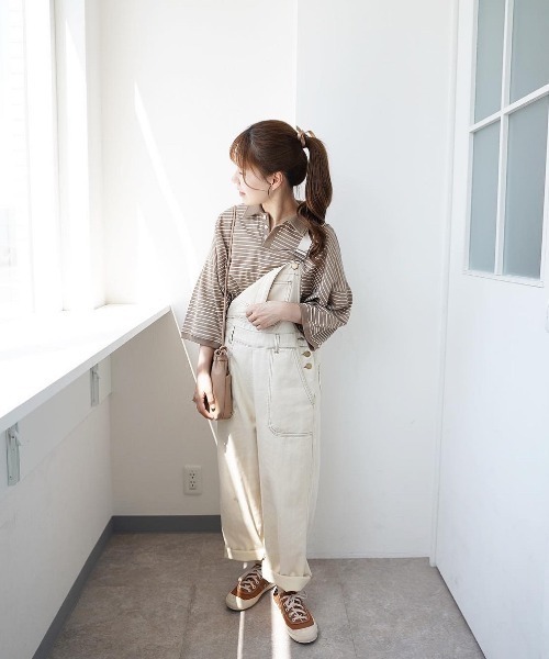 moi tytto（モイテュット）の「オーバーサイズポロシャツ（ポロシャツ・レディース・ベージュ/ネイビー・FREE）」の14枚目の写真