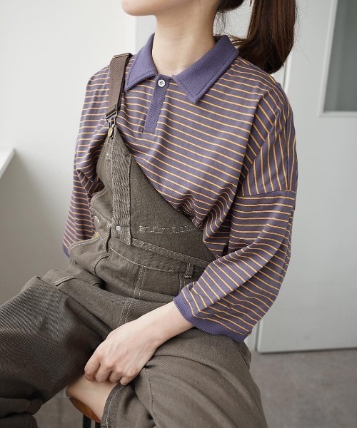 moi tytto（モイテュット）の「オーバーサイズポロシャツ（ポロシャツ・レディース・ベージュ/ネイビー・FREE）」の22枚目の写真