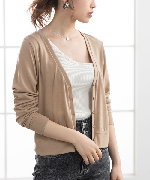 Newlyme(ニューリーミー)の「【接触冷感/UVカット】選べる丈カーディガン(カーディガン/ボレロ・レディース・ホワイト/グレー/ベージュ/グリーン/ブラック/ホワイト系その他/グレー系その他/ベージュ系その他/グリーン系その他/ブラック系その他・MEDIUM/LARGE/X-LARGE/XX-LARGE)」の1枚目の写真