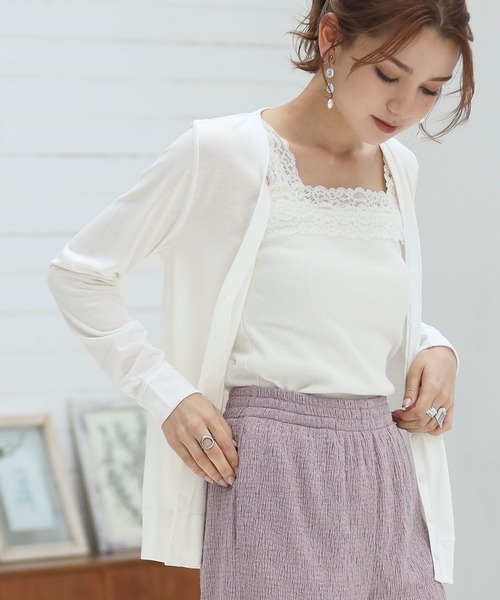 Newlyme(ニューリーミー)の「【接触冷感/UVカット】選べる丈カーディガン(カーディガン/ボレロ・レディース・ホワイト/グレー/ベージュ/グリーン/ブラック/ホワイト系その他/グレー系その他/ベージュ系その他/グリーン系その他/ブラック系その他・MEDIUM/LARGE/X-LARGE/XX-LARGE)」の3枚目の写真