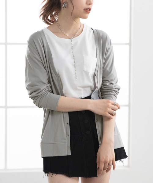 Newlyme(ニューリーミー)の「【接触冷感/UVカット】選べる丈カーディガン(カーディガン/ボレロ・レディース・ホワイト/グレー/ベージュ/グリーン/ブラック/ホワイト系その他/グレー系その他/ベージュ系その他/グリーン系その他/ブラック系その他・MEDIUM/LARGE/X-LARGE/XX-LARGE)」の7枚目の写真