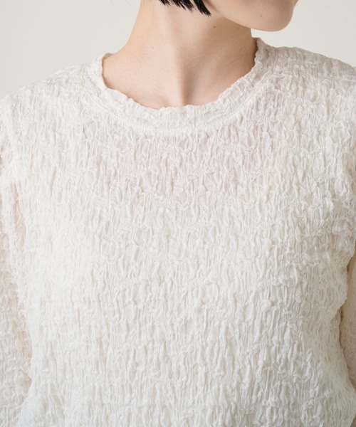 Kastane（カスタネ）の「クラッシュジャガード5分袖（Tシャツ/カットソー・レディース・グリーン/スカイブルー/オフホワイト/ネイビー/パープル・FREE）」の16枚目の写真