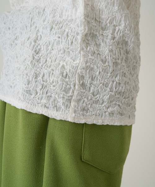 Kastane（カスタネ）の「クラッシュジャガード5分袖（Tシャツ/カットソー・レディース・グリーン/スカイブルー/オフホワイト/ネイビー/パープル・FREE）」の18枚目の写真