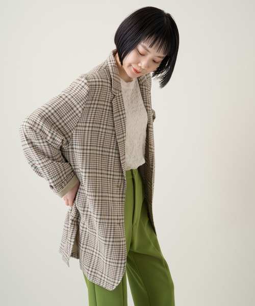 Kastane（カスタネ）の「クラッシュジャガード5分袖（Tシャツ/カットソー・レディース・グリーン/スカイブルー/オフホワイト/ネイビー/パープル・FREE）」の13枚目の写真