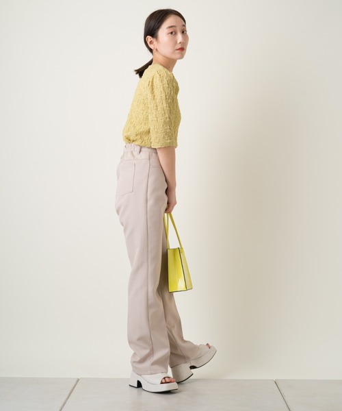 Kastane（カスタネ）の「クラッシュジャガード5分袖（Tシャツ/カットソー・レディース・グリーン/スカイブルー/オフホワイト/ネイビー/パープル・FREE）」の7枚目の写真