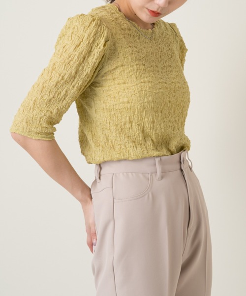 Kastane（カスタネ）の「クラッシュジャガード5分袖（Tシャツ/カットソー・レディース・グリーン/スカイブルー/オフホワイト/ネイビー/パープル・FREE）」の20枚目の写真