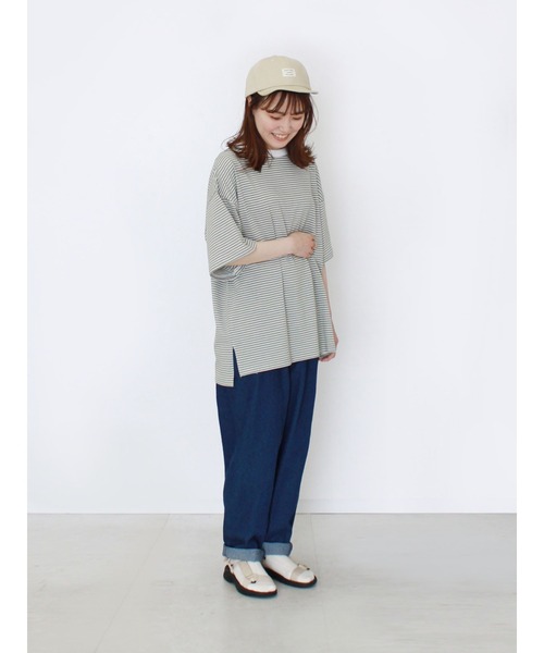 ehka sopo（エヘカソポ）の「細ボーダービッグTシャツ（Tシャツ/カットソー・レディース・ピンク/グリーン/ネイビー・ﾌﾘ-）」の10枚目の写真