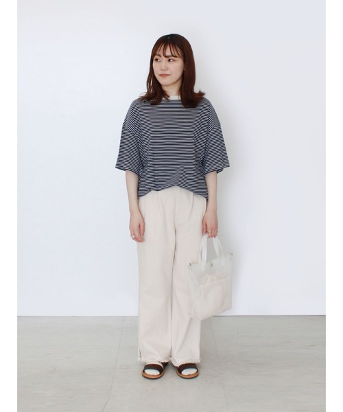 ehka sopo（エヘカソポ）の「細ボーダービッグTシャツ（Tシャツ/カットソー・レディース・ピンク/グリーン/ネイビー・ﾌﾘ-）」の11枚目の写真