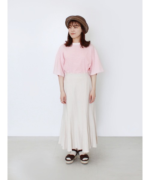 ehka sopo（エヘカソポ）の「細ボーダービッグTシャツ（Tシャツ/カットソー・レディース・ピンク/グリーン/ネイビー・ﾌﾘ-）」の12枚目の写真