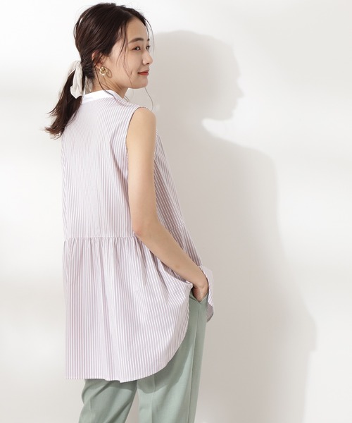 N.（N. Natural Beauty Basic）（エヌエヌナチュラルビューティーベーシック）の「バックペプラムノースリーブブラウス（シャツ/ブラウス・レディース・ホワイト/ピンク系その他/ブルー系その他・MEDIUM）」の10枚目の写真