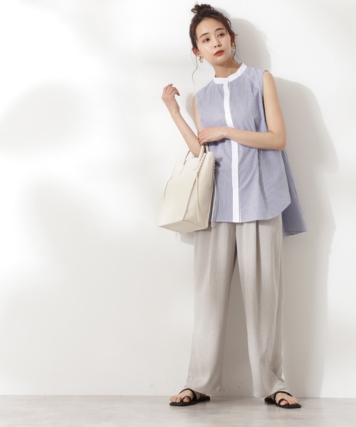 N.（N. Natural Beauty Basic）（エヌエヌナチュラルビューティーベーシック）の「バックペプラムノースリーブブラウス（シャツ/ブラウス・レディース・ホワイト/ピンク系その他/ブルー系その他・MEDIUM）」の7枚目の写真