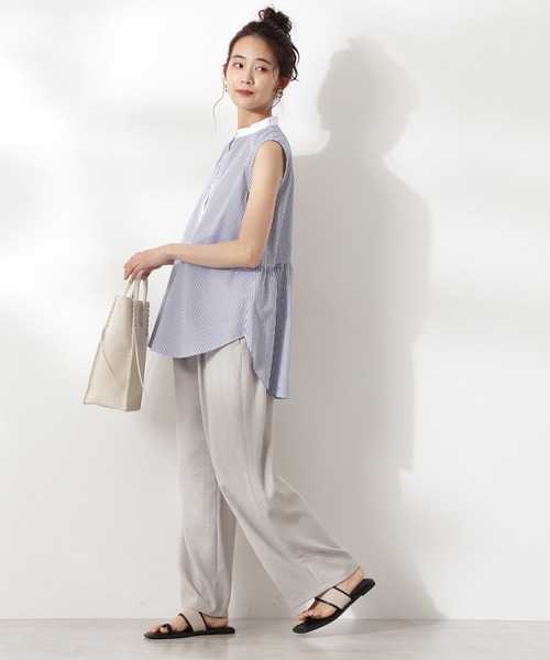 N.（N. Natural Beauty Basic）（エヌエヌナチュラルビューティーベーシック）の「バックペプラムノースリーブブラウス（シャツ/ブラウス・レディース・ホワイト/ピンク系その他/ブルー系その他・MEDIUM）」の8枚目の写真