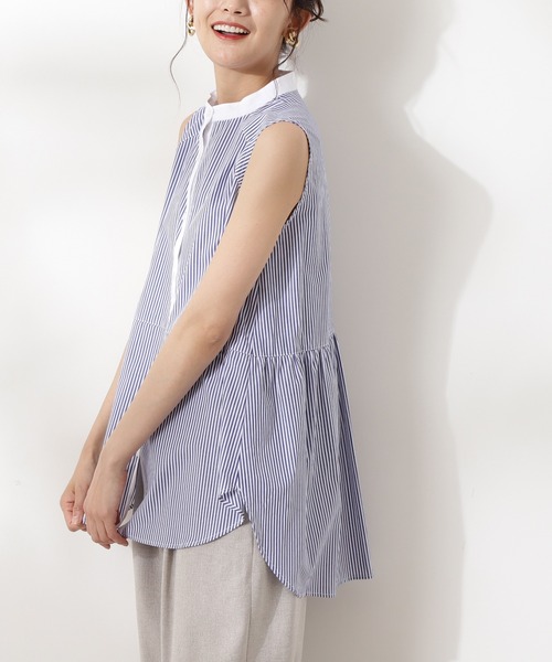 N.（N. Natural Beauty Basic）（エヌエヌナチュラルビューティーベーシック）の「バックペプラムノースリーブブラウス（シャツ/ブラウス・レディース・ホワイト/ピンク系その他/ブルー系その他・MEDIUM）」の12枚目の写真