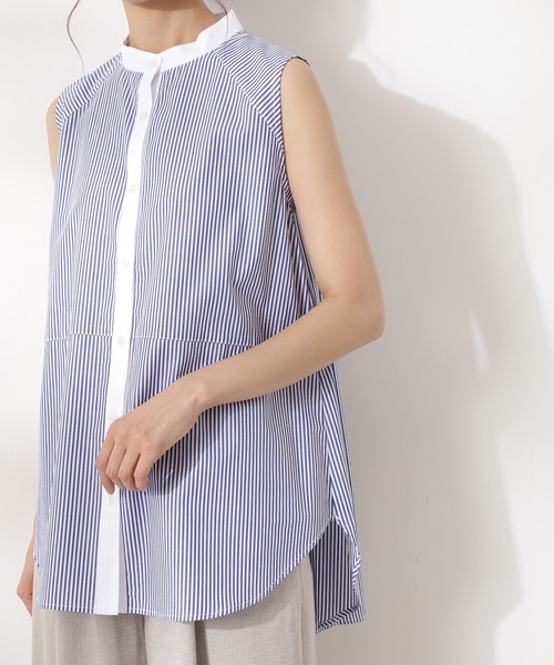 N.（N. Natural Beauty Basic）（エヌエヌナチュラルビューティーベーシック）の「バックペプラムノースリーブブラウス（シャツ/ブラウス・レディース・ホワイト/ピンク系その他/ブルー系その他・MEDIUM）」の14枚目の写真