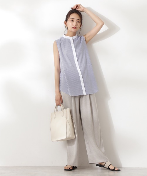 N.（N. Natural Beauty Basic）（エヌエヌナチュラルビューティーベーシック）の「バックペプラムノースリーブブラウス（シャツ/ブラウス・レディース・ホワイト/ピンク系その他/ブルー系その他・MEDIUM）」の18枚目の写真