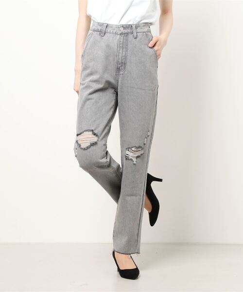 RETRO GIRL（レトロガール）の「ダメージデニムパンツ（デニムパンツ・レディース・ライトブルー/ブラック/オフホワイト/ケミカルウォッシュ・FREE）」の9枚目の写真