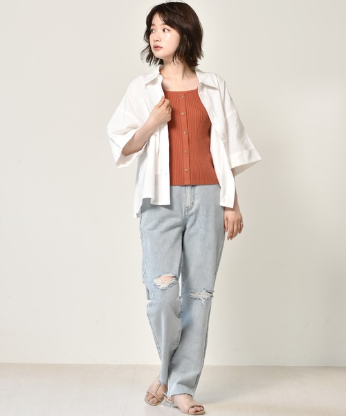 RETRO GIRL（レトロガール）の「ダメージデニムパンツ（デニムパンツ・レディース・ライトブルー/ブラック/オフホワイト/ケミカルウォッシュ・FREE）」の21枚目の写真