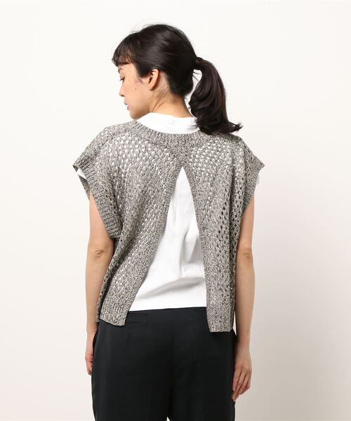 cepo（セポ）の「バックスリット　ドットメッシュニットベスト（ベスト・レディース・グリーン/イエロー/ブラック・M）」の5枚目の写真