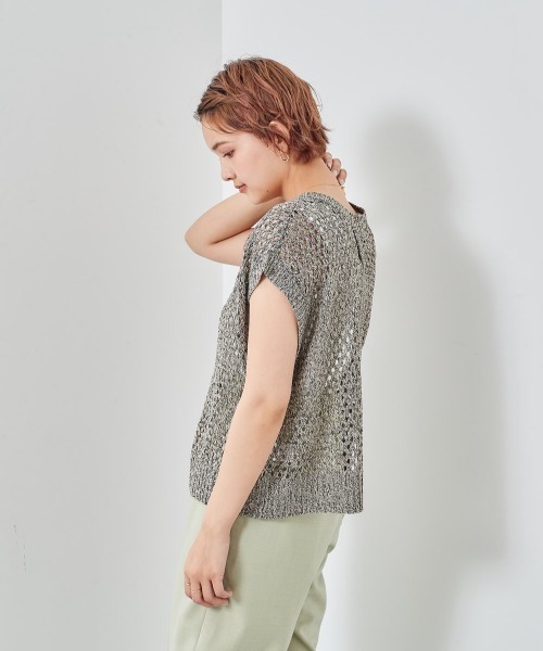 cepo（セポ）の「バックスリット　ドットメッシュニットベスト（ベスト・レディース・グリーン/イエロー/ブラック・M）」の7枚目の写真