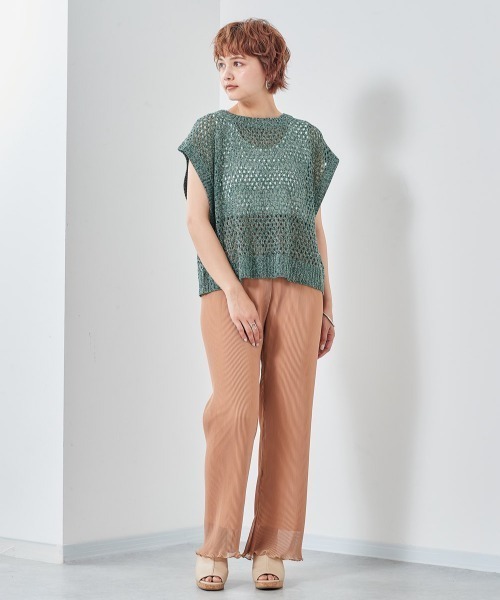 cepo（セポ）の「バックスリット　ドットメッシュニットベスト（ベスト・レディース・グリーン/イエロー/ブラック・M）」の19枚目の写真