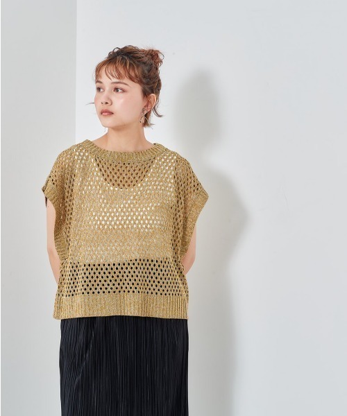 cepo（セポ）の「バックスリット　ドットメッシュニットベスト（ベスト・レディース・グリーン/イエロー/ブラック・M）」の22枚目の写真