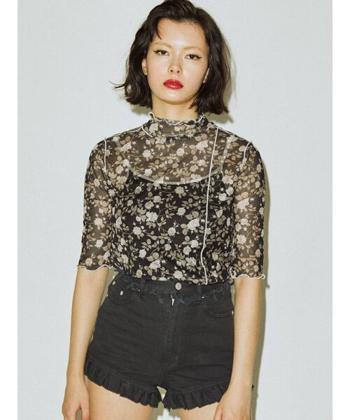 jouetie（ジュエティ）の「メローシアートップス（Tシャツ/カットソー・レディース・その他1/ブラウン/オフホワイト/ブラック・MEDIUM）」の3枚目の写真